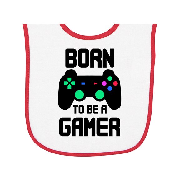 Inktastic Born to Be a Gamer with Controller Baby Terry Cloth Bib
