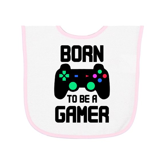 Inktastic Born to Be a Gamer with Controller Baby Terry Cloth Bib