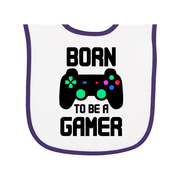 Inktastic Born to Be a Gamer with Controller Baby Terry Cloth Bib