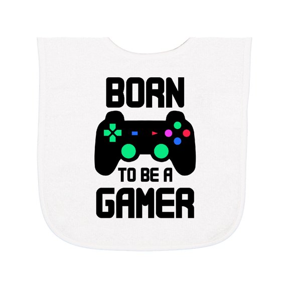 Inktastic Born to Be a Gamer with Controller Baby Terry Cloth Bib