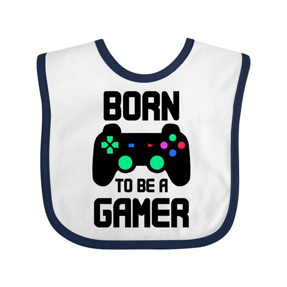 Inktastic Born to Be a Gamer with Controller Boys or Girls Baby Bib