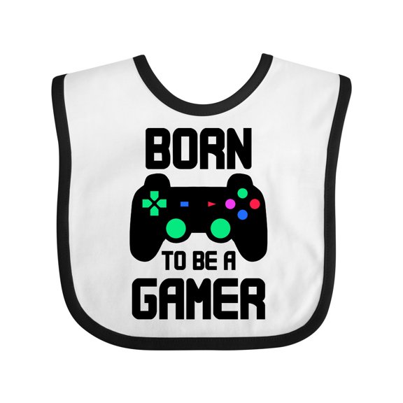 Inktastic Born to Be a Gamer with Controller Boys or Girls Baby Bib