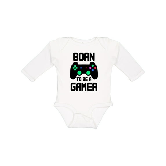 Inktastic Born to Be a Gamer with Controller Boys or Girls Long Sleeve Baby Bodysuit