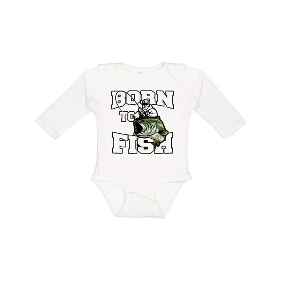 Inktastic Born to Fish Boys or Girls Long Sleeve Baby Bodysuit