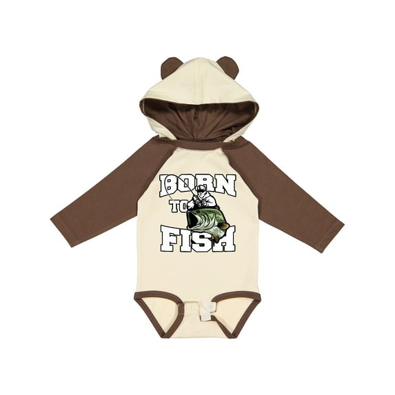 Inktastic Born to Fish Boys or Girls Long Sleeve Baby Bodysuit