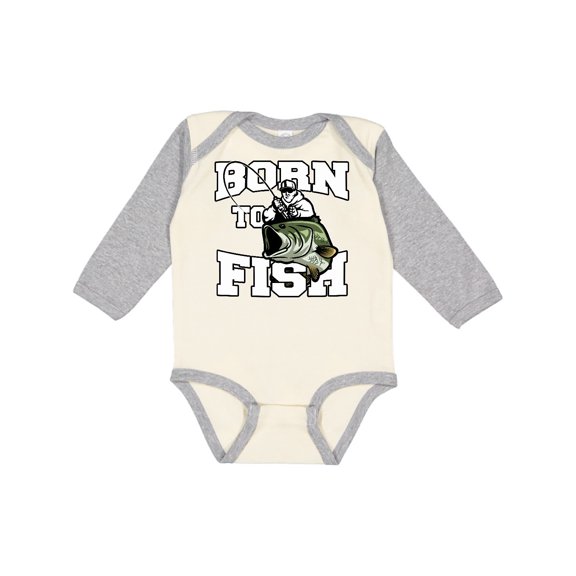 Inktastic Born to Fish Boys or Girls Long Sleeve Baby Bodysuit