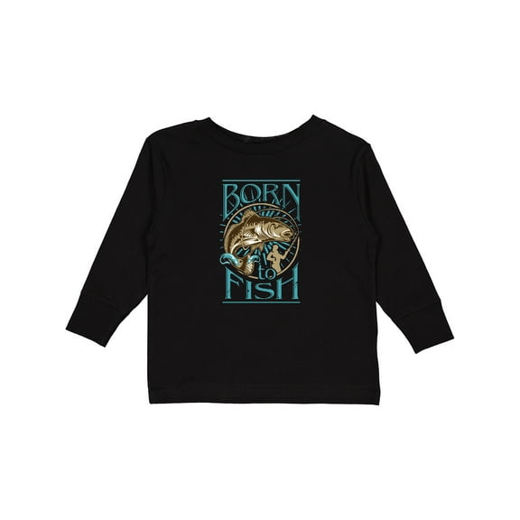 Inktastic Born to Fish Boys or Girls Long Sleeve Toddler T-Shirt