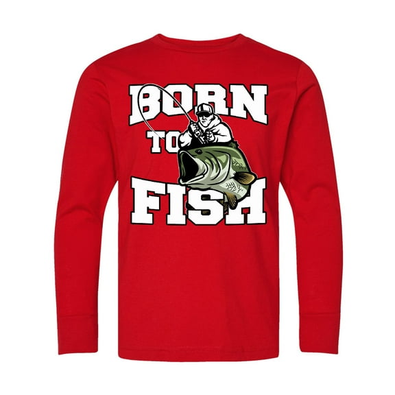 Inktastic Born to Fish Long Sleeve Youth T-Shirt