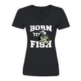 thumbnail image 1 of Inktastic Born to Fish Women's V-Neck T-Shirt, 1 of 5