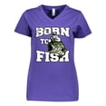 thumbnail image 1 of Inktastic Born to Fish Women's V-Neck T-Shirt, 1 of 5
