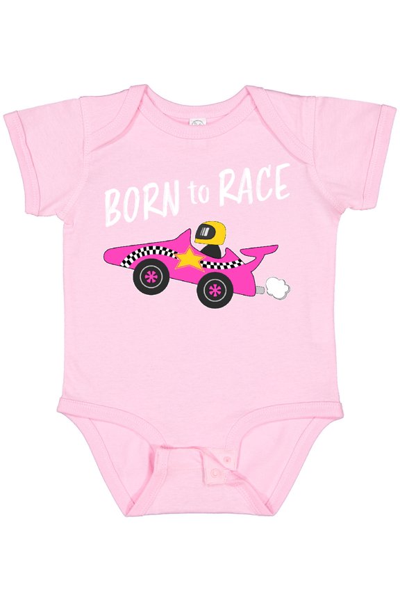 Born to Race Pink Race Car Boys or Girls Baby Bodysuit