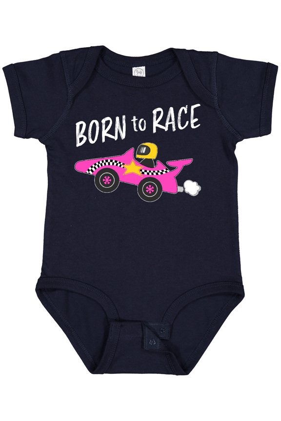 Born to Race Pink Race Car Boys or Girls Baby Bodysuit