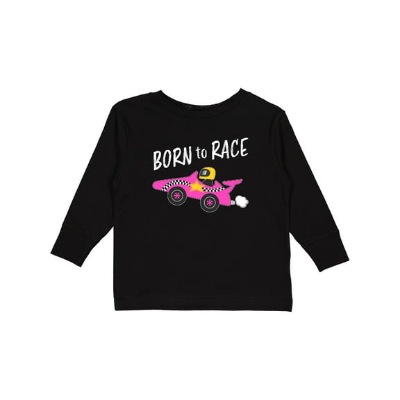 Inktastic Born to Race- Pink Race Car Boys or Girls Long Sleeve Toddler T-Shirt