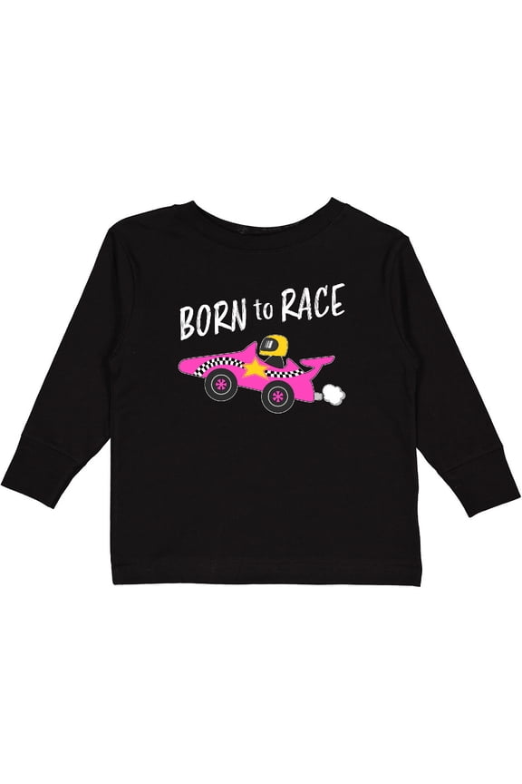 Born to Race- Pink Race Car Boys or Girls Long Sleeve Toddler T-Shirt