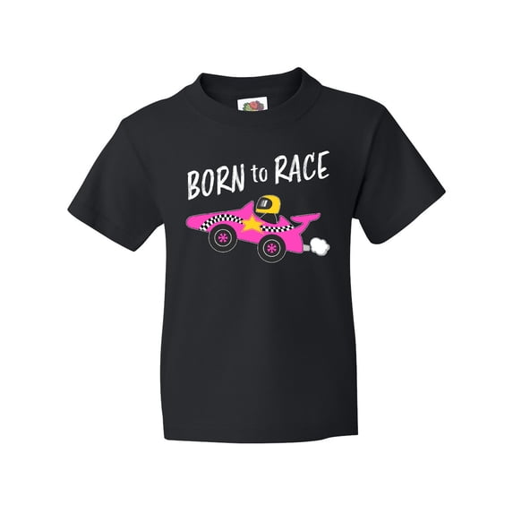 Inktastic Born to Race- Pink Race Car Youth T-Shirt
