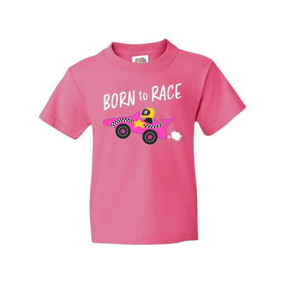 Inktastic Born to Race- Pink Race Car Youth T-Shirt