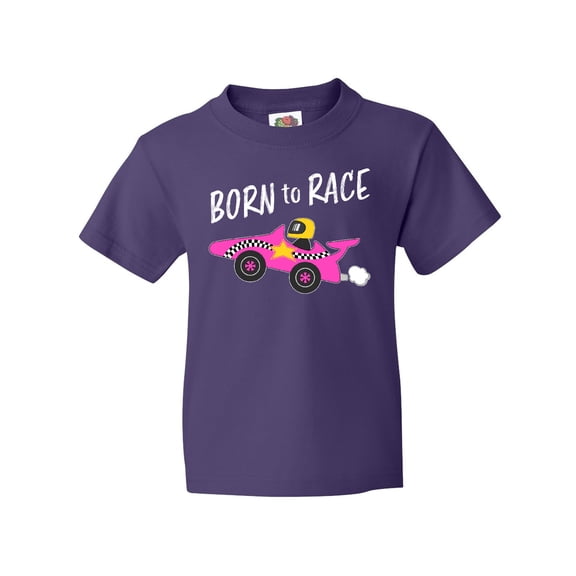 Inktastic Born to Race- Pink Race Car Youth T-Shirt