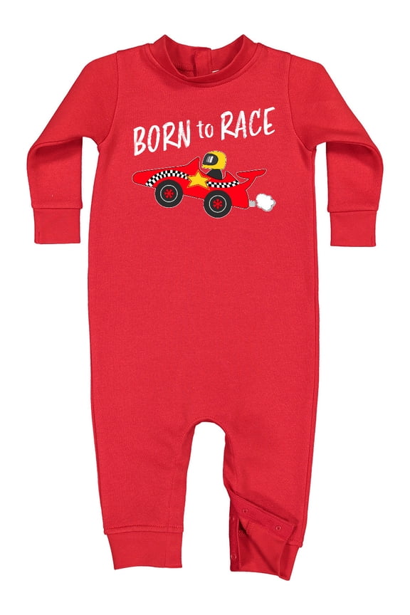 Born to Race Red Race Car Baby Fleece Romper