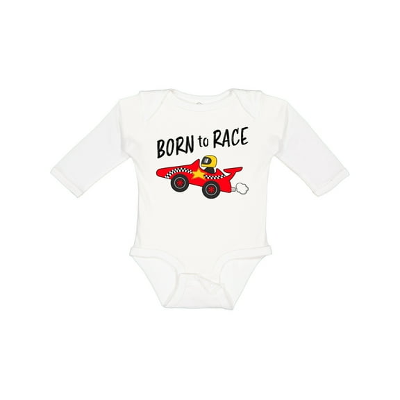 Inktastic Born to Race- Red Race Car Boys or Girls Long Sleeve Baby Bodysuit