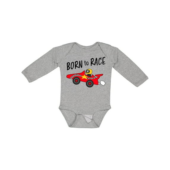 Inktastic Born to Race- Red Race Car Boys or Girls Long Sleeve Baby Bodysuit