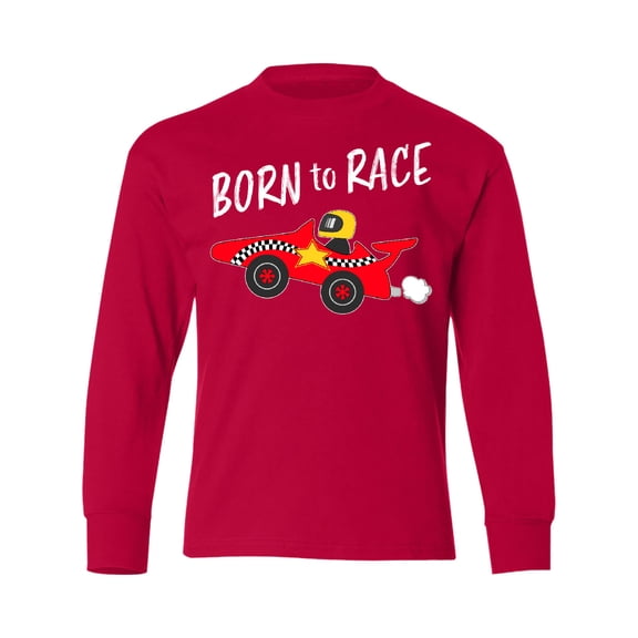 Inktastic Born to Race- Red Race Car Long Sleeve Youth T-Shirt
