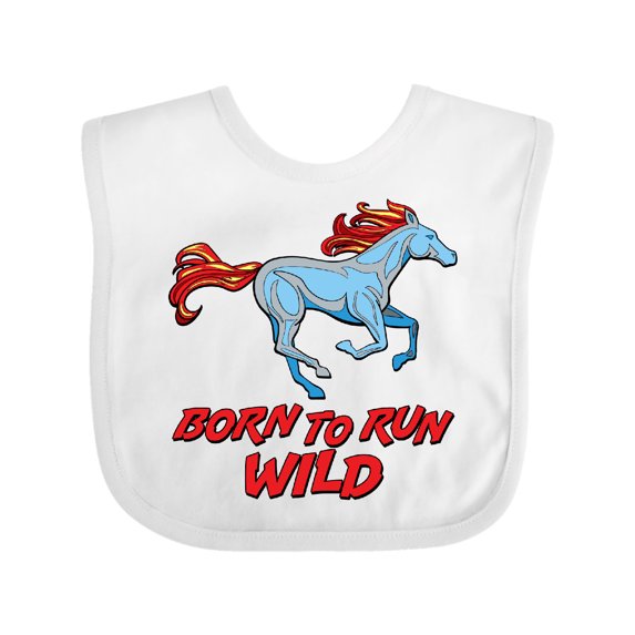 Inktastic Born to Run Wild- Galloping Horse Boys or Girls Baby Bib