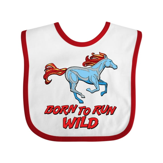 Inktastic Born to Run Wild- Galloping Horse Boys or Girls Baby Bib