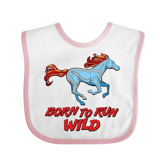 Inktastic Born to Run Wild- Galloping Horse Boys or Girls Baby Bib