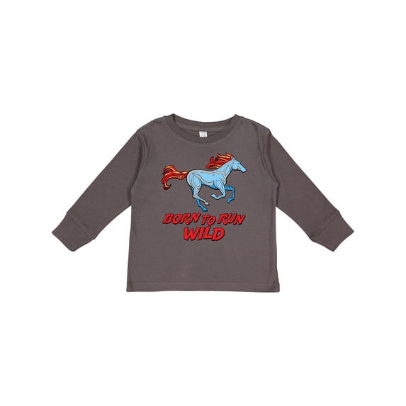 Inktastic Born to Run Wild Galloping Horse Boys or Girls Long Sleeve Toddler T-Shirt