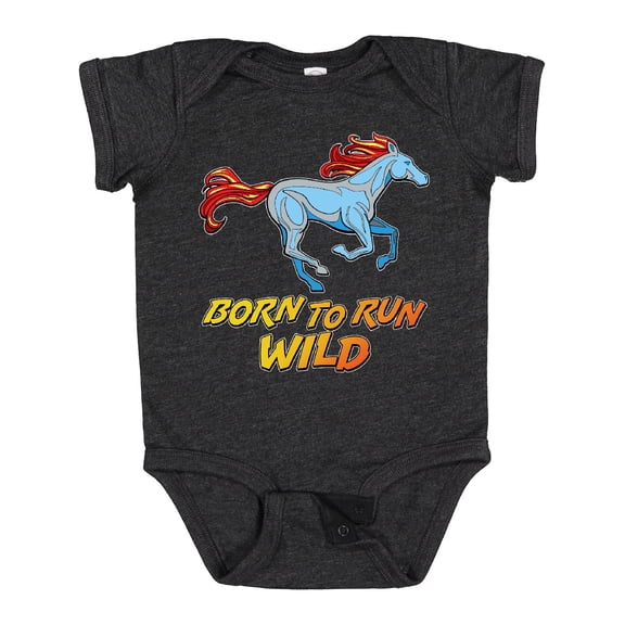 Inktastic Born to Run Wild- galloping horse Boys or Girls Baby Bodysuit