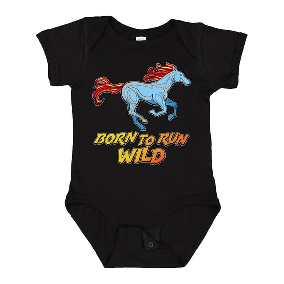 Inktastic Born to Run Wild- galloping horse Boys or Girls Baby Bodysuit