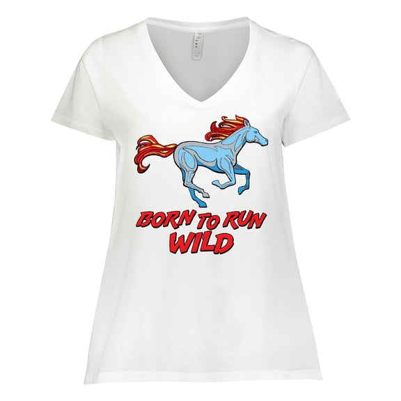 Inktastic Born to Run Wild- galloping horse Women's Plus Size V-Neck T-Shirt