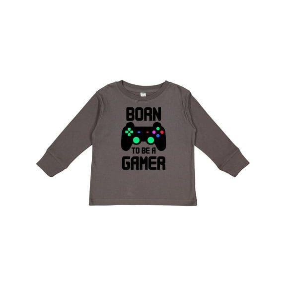 Inktastic Born to Be a Gamer with Controller Boys or Girls Long Sleeve Toddler T-Shirt