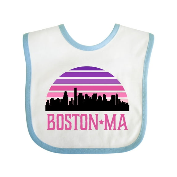 Inktastic Boston Gifts for Kids Retro Skyline Girls Baby Bib