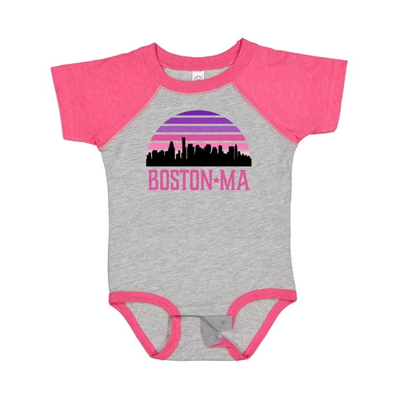 Inktastic Boston Gifts for Kids Retro Skyline Girls Baby Bodysuit