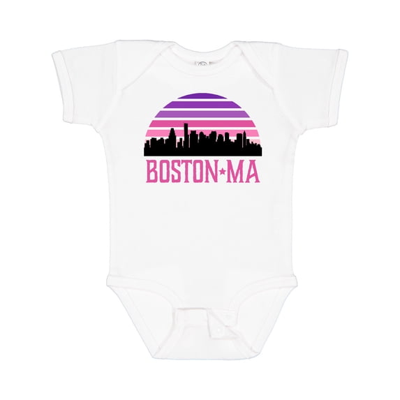 Inktastic Boston Gifts for Kids Retro Skyline Girls Baby Bodysuit