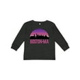 thumbnail image 1 of Inktastic Boston Gifts for Kids Retro Skyline Girls Long Sleeve Toddler T-Shirt, 1 of 5