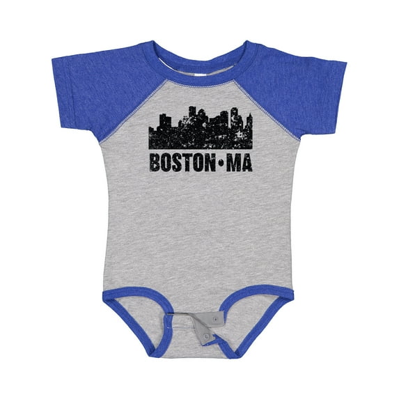 Inktastic Boston Massachusetts City Skyline with Grunge Boys or Girls Baby Bodysuit
