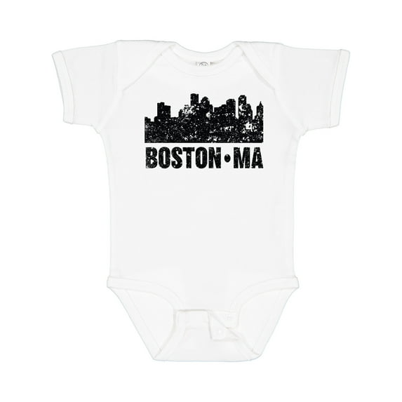 Inktastic Boston Massachusetts City Skyline with Grunge Boys or Girls Baby Bodysuit