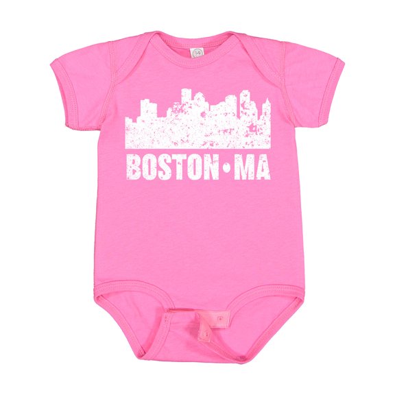 Inktastic Boston Massachusetts City Skyline with Grunge Boys or Girls Baby Bodysuit