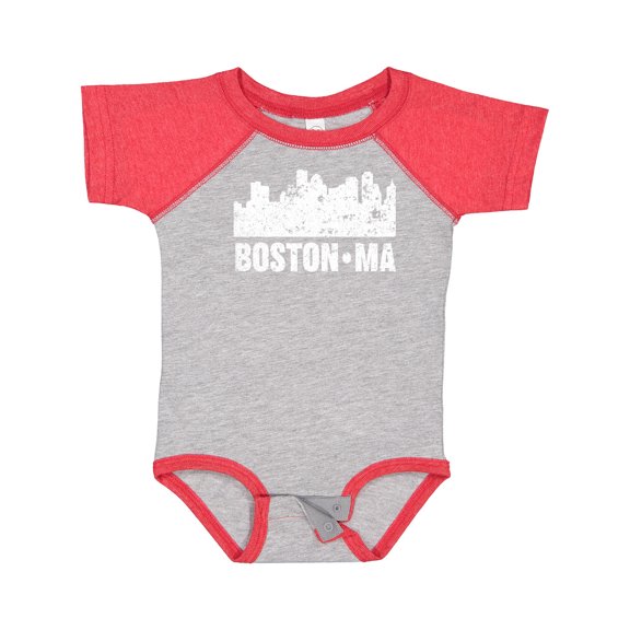 Inktastic Boston Massachusetts City Skyline with Grunge Boys or Girls Baby Bodysuit
