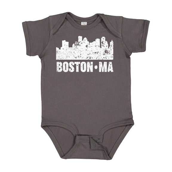 Inktastic Boston Massachusetts City Skyline with Grunge Boys or Girls Baby Bodysuit