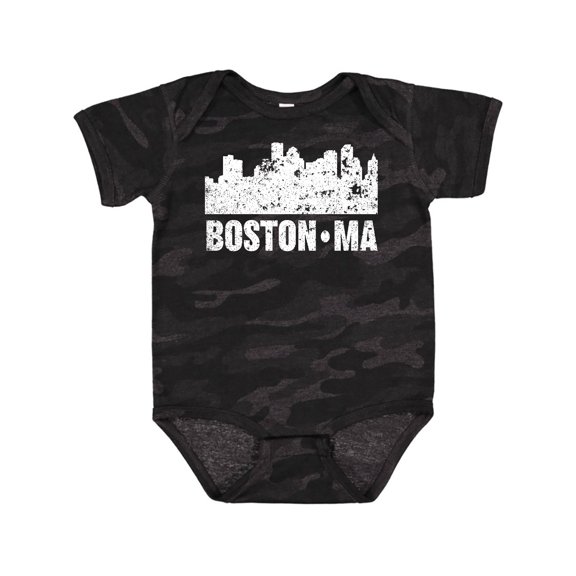 Inktastic Boston Massachusetts City Skyline with Grunge Boys or Girls Baby Bodysuit