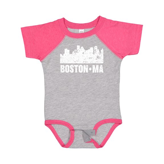 Inktastic Boston Massachusetts City Skyline with Grunge Boys or Girls Baby Bodysuit