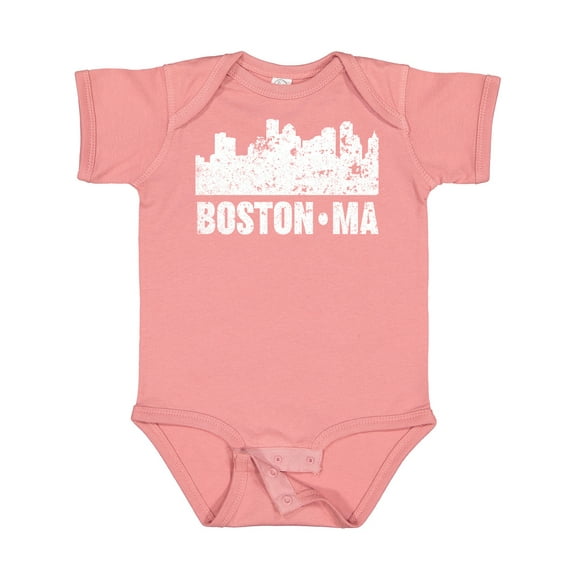 Inktastic Boston Massachusetts City Skyline with Grunge Boys or Girls Baby Bodysuit