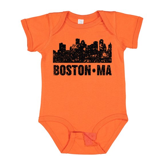Inktastic Boston Massachusetts City Skyline with Grunge Boys or Girls Baby Bodysuit