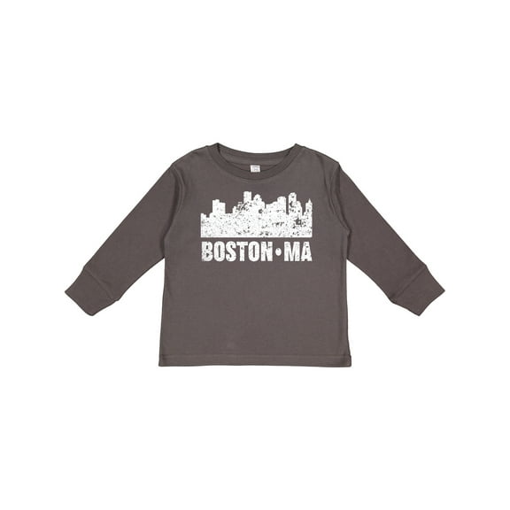 Inktastic Boston Massachusetts City Skyline with Grunge Boys or Girls Long Sleeve Toddler T-Shirt