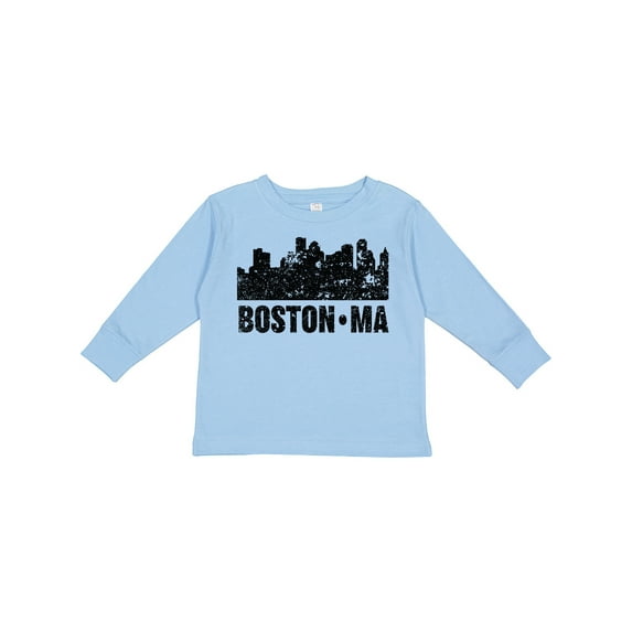 Inktastic Boston Massachusetts City Skyline with Grunge Boys or Girls Long Sleeve Toddler T-Shirt