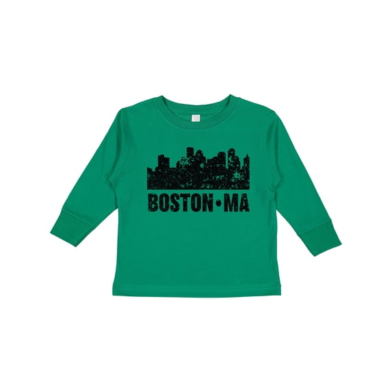 Inktastic Boston Massachusetts City Skyline with Grunge Boys or Girls Long Sleeve Toddler T-Shirt