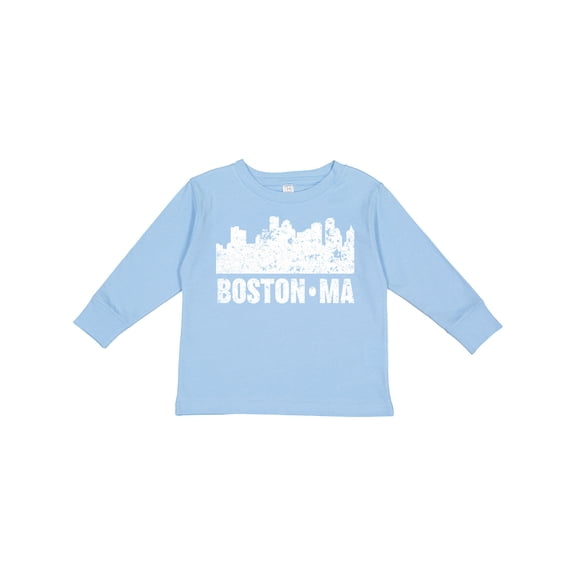 Inktastic Boston Massachusetts City Skyline with Grunge Boys or Girls Long Sleeve Toddler T-Shirt